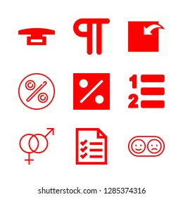 balance icons set with numbered items button, positive and negative and percent vector set
