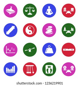 Balance Icons. White Flat Design In Circle. Vector Illustration. 