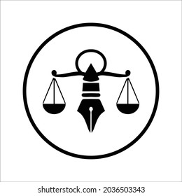 Balance, Insurance Law, Legal Assistance, Scale Icon. Black Vector Graphics.