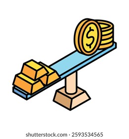 Balance isometric outline 3d mini illustration icon, use for modern concept, UI or UX kit, web and app development. related to business, finance, economy.
