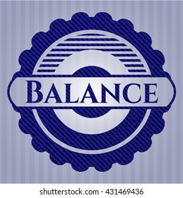 Balance jean or denim emblem or badge background