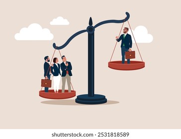 Balance and justice for leadership. Mutual benefit and success. Legal counselor. Flat vector illustration 