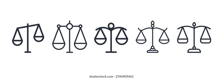 Balance Law scale icon symbol vector sign isolated on white background illustration for graphic and web design