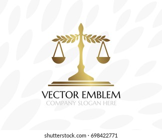 Balance with leaves. Law firm logo template. Concept for legal firms, notary offices or justice companies. Shape version