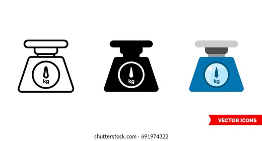 Balance, a libra icon of 3 types: color, black and white, outline. Isolated vector sign symbol.