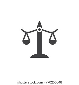 Balance, libra icon vector, filled flat sign, solid pictogram isolated on white. Justice scales symbol, logo illustration.