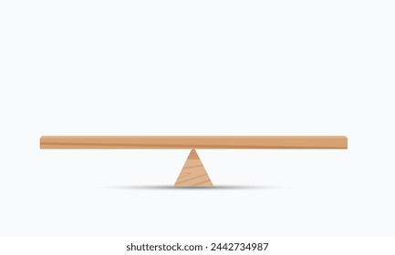 Balance life concept. Balancing wooden plank isolated on white background. Balanced scales. Equilibrium. Vector illustration