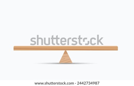 Balance life concept. Balancing wooden plank isolated on white background. Balanced scales. Equilibrium. Vector illustration