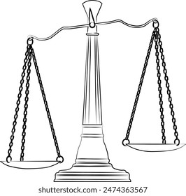 balance line art, balance  vector, Very suitable for the prosecutor's office