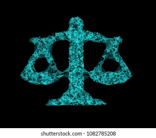 Balance line connect generative shape. Concept of technology law, lawsuit, digital law, net neutrality, online authority, patent fight. Vector illustration