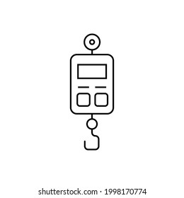 Balance line flat Weight measurement tools, diet scales, trade, electronic, industrial scale calibration vector illustrations