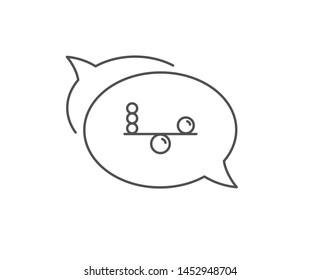 Balance line icon. Chat bubble design. Mind stability sign. Concentration symbol. Outline concept. Thin line balance icon. Vector
