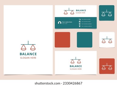 Balance logo design with editable slogan. Branding book and business card template.