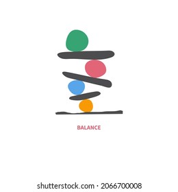 Balance logo. Pebble icon. Harmony symbol. Stack of stones isolated on white background. Buddhism sign. Vector illustration