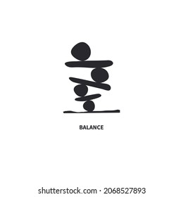Balance logo. Pebble icon. Harmony symbol. Stack of stones isolated on white background. Buddhism sign. Vector illustration