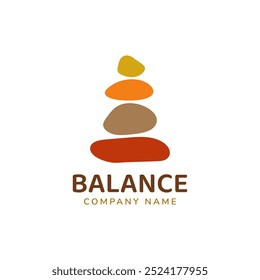 Ilustração de vetor de modelo de logotipo de equilíbrio. Conceito de logotipo de Zen stones. Sinais de seixo liso definidos para spa, bem-estar, desenhos de salões de beleza, cartões de visita, marca da empresa. símbolos de meditação.