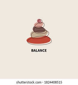 Balance and meditation simple icon with stones. Logo for spa or yoga studio. Symbol of wellbeing and health. Zen concept