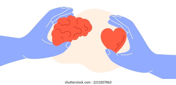 balance of mind and heart. Hands hold brain and heart. wellness concept. Flat vector illustration. - Powered by Shutterstock - Get 15% off with code: PIKWIZARD15