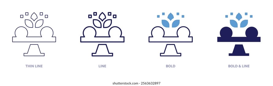 Balance mind icon in 4 different styles. Thin Line, Line, Bold, and Bold Line. Duotone style. Editable stroke.