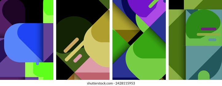 Fondos geométricos de movimiento de equilibrio. Colección de póster para papel pintado, tarjeta de visita, cubierta, póster, banner, folleto, encabezado, sitio web