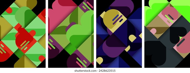 Balance movement geometric backgrounds. Poster collection for wallpaper, business card, cover, poster, banner, brochure, header, website