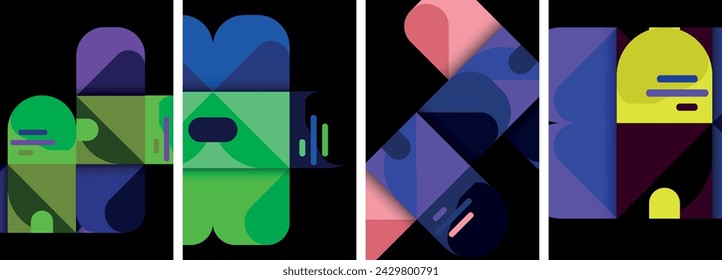 Balance movement geometric backgrounds. Poster collection for wallpaper, business card, cover, poster, banner, brochure, header, website
