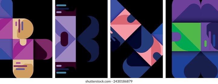 Balance movement geometric backgrounds. Poster collection for wallpaper, business card, cover, poster, banner, brochure, header, website
