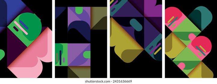 Balance movement geometric backgrounds. Poster collection for wallpaper, business card, cover, poster, banner, brochure, header, website