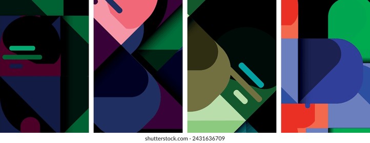Balancebewegung geometrische Hintergründe. Plakatsammlung für Tapeten, Visitenkarte, Cover, Plakat, Banner, Broschüre, Header, Website