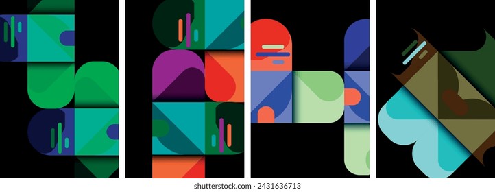 Balance movement geometric backgrounds. Poster collection for wallpaper, business card, cover, poster, banner, brochure, header, website