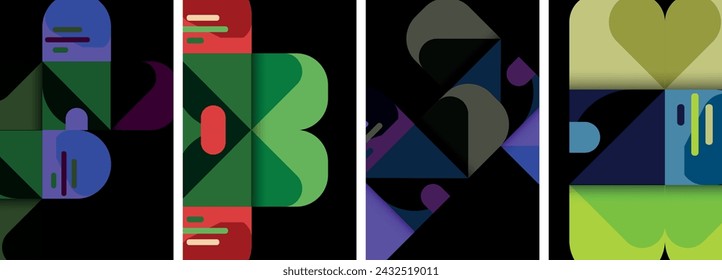 Balance movement geometric backgrounds. Poster collection for wallpaper, business card, cover, poster, banner, brochure, header, website