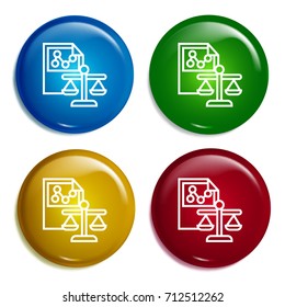 Balance multi color gradient glossy badge icon set. Realistic shiny badge icon or logo mockup