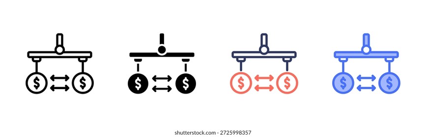 Conjunto de iconos de estilo múltiple de equilibrio
