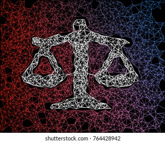 Balance network line abstract background. Concept of technology law, lawsuit, digital law, net neutrality. Vector illustration