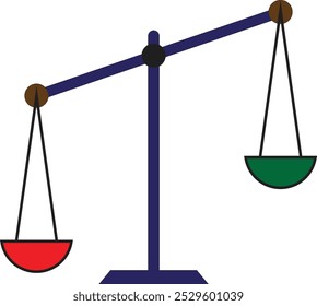 A balance with one side is down - the concept of law , equilibrium icon , Justice graphics - Libra vector 