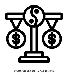 Icono de contorno de balance. Ilustración vectorial simple sobre fondo blanco