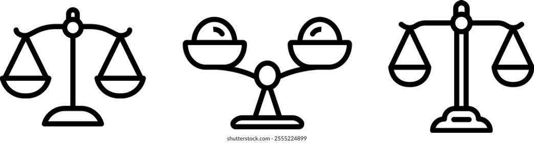 Balance outline web line icon design set