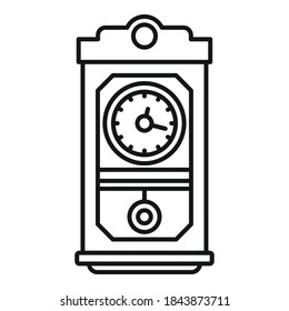 Icono de reloj de equilibrio del péndulo. Esquema balance de pendulo icono vectorial del reloj para el diseño web aislado en fondo blanco