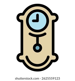 Balance pendulum clock icon. Outline balance pendulum clock vector icon color flat isolated