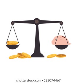 balance with pig and coins