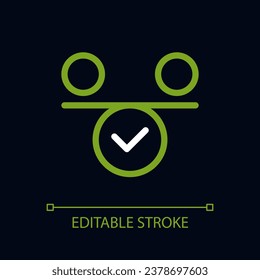 Balance pixel perfect color linear ui icon for dark theme. Inner harmony. Comparison. Outline isolated user interface pictogram. GUI, UX design for night mode. Editable stroke. Arial font used