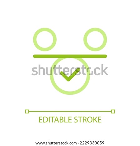 Balance pixel perfect color linear ui icon. Inner harmony and calmness. Comparison. Work life balance. GUI, UX design. Outline isolated user interface pictogram. Editable stroke. Arial font used