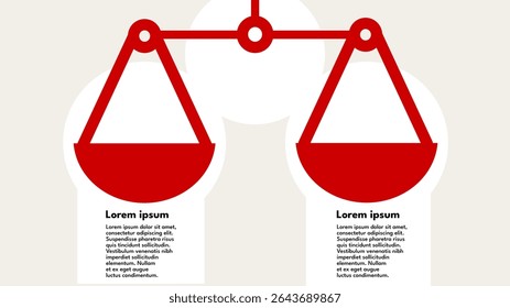 balance, pros and cons, scale – infographic template banner, minimalist vector illustration