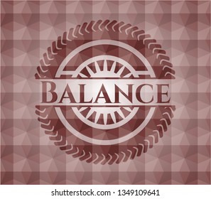 Balance red badge with geometric pattern. Seamless.