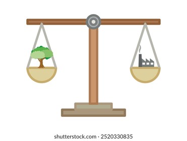 Balance scale between industry and environment