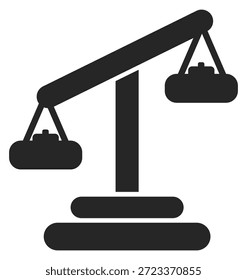 Icono negro de la escala del equilibrio. Símbolo de comparación de peso