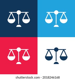 Balance Scale blue and red four color minimal icon set
