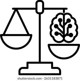 Balance Scale with Brain Chip Vector Icon