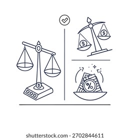 Balance Scale with Coins Vector Design
