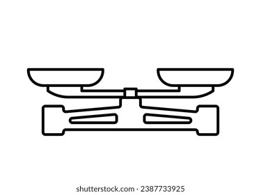 Balancear la escala con dos barras. Icono de esquema. Escalas mecánicas de laboratorio. Ilustración vectorial. Escala con bolos. Objeto aislado en blanco.